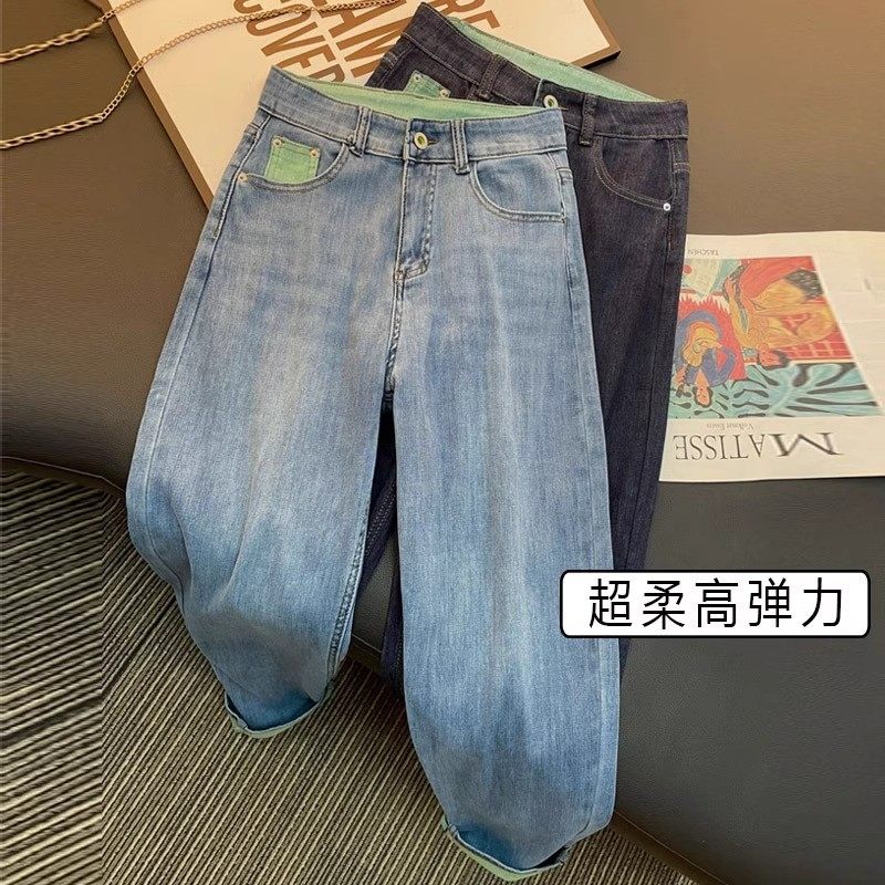 秋季新款大码弹力撞色胖mm梨形身材直筒老爹裤,女装/女士精品,大码裤装,淘宝优惠券,粉丝福利购,淘宝优惠卷