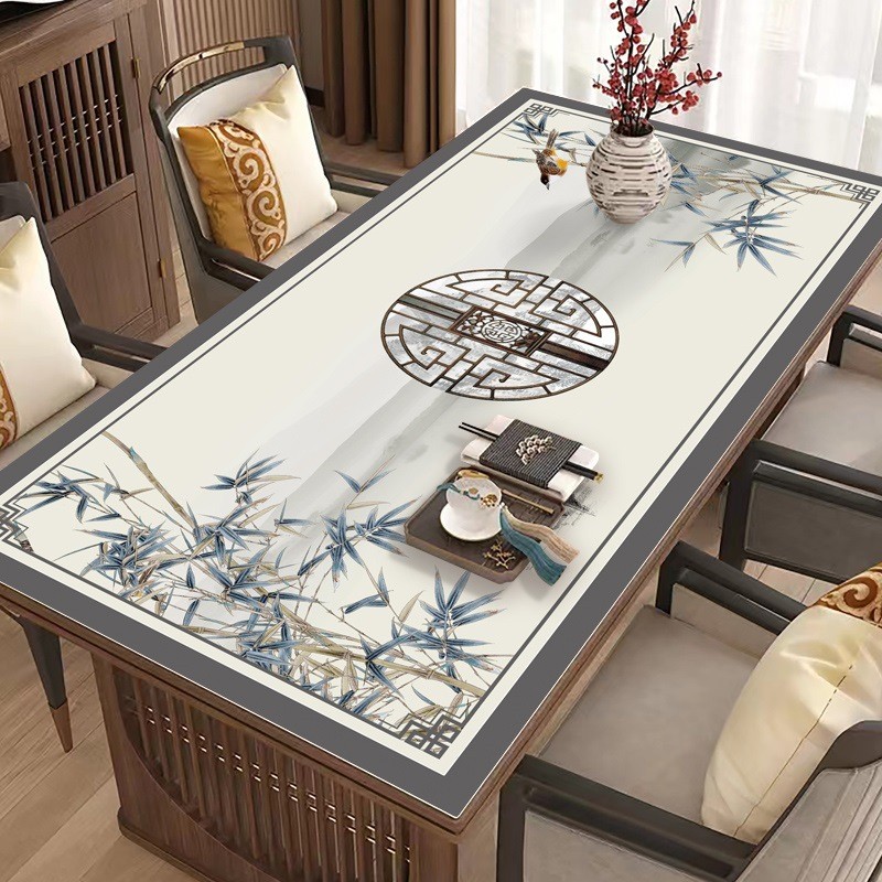 中式防烫桌布免洗防水防油轻奢高级感茶几垫餐桌垫保护垫桌垫桌垫