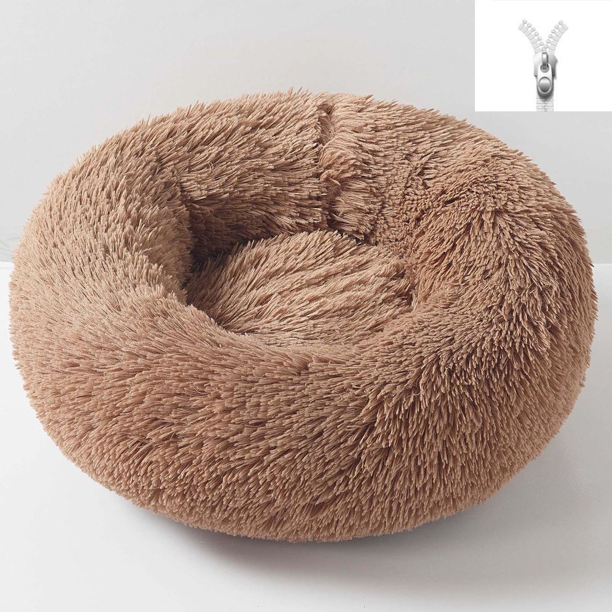 升级款宠物垫可拆洗狗窝长毛绒圆宠物窝内胆可拆清洗窝带拉链猫窝