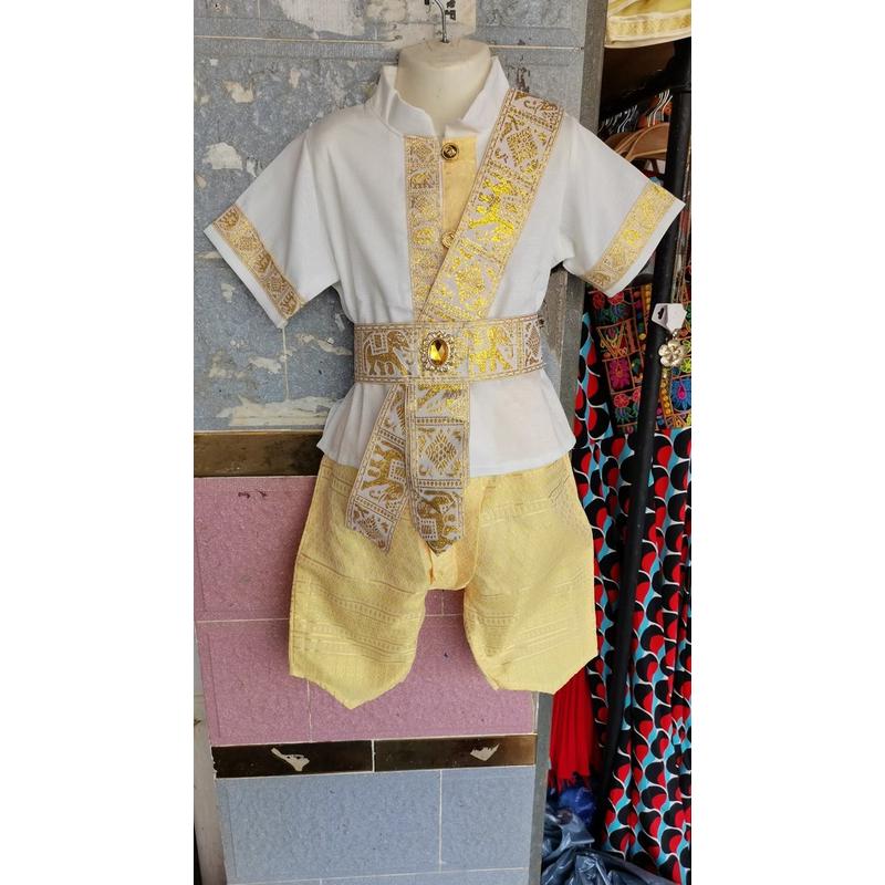 西双版纳泰版夏季男童傣族民族服装套装六一节表演泼水节服饰
