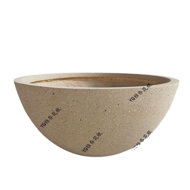 北欧氧化镁花盆组合商场酒店会所前台纤维多肉圆形花钵fiberclay