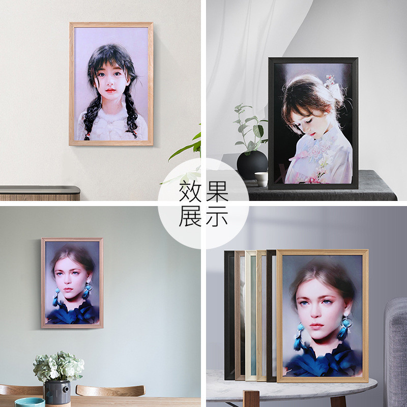 oj8f实木质大画框挂墙装裱人物做水彩相框a3a4边框条架画像4开8k