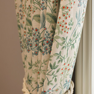 轻绿色美式田园风窗帘法式复古客厅卧室遮光亚麻现代简约韶华新品