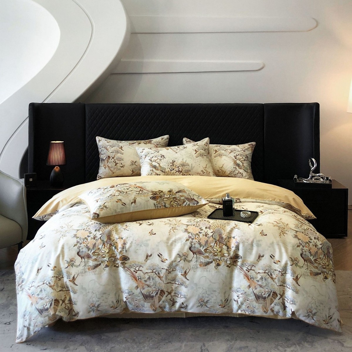 欧式复古100支长绒棉数码印花全棉四件套别墅款被套1.8m双人床品