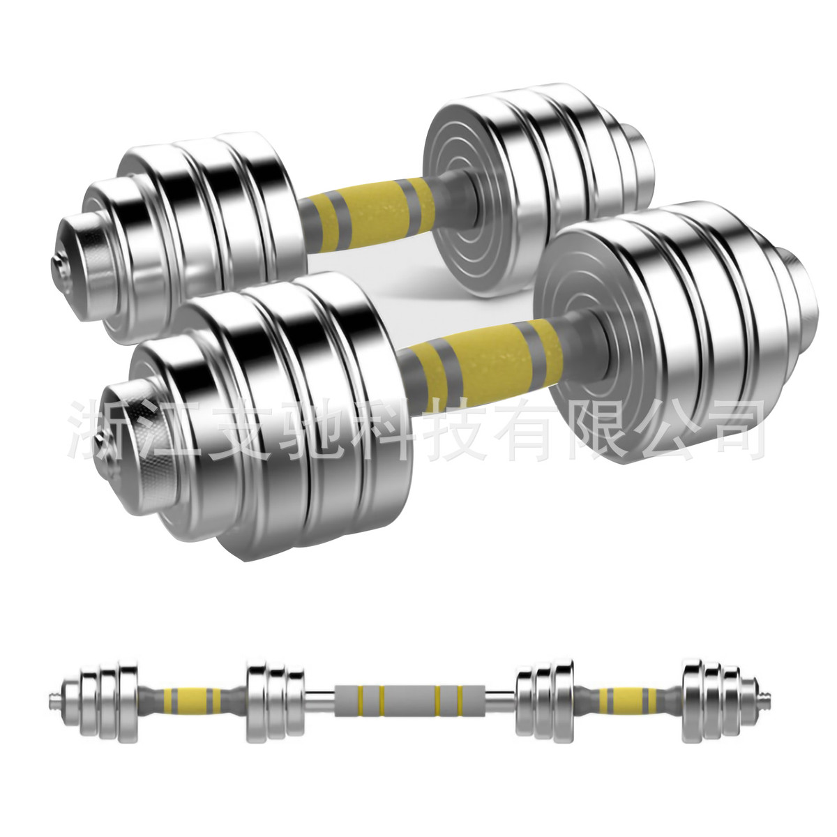 凯康免拆装电镀不锈钢哑铃健身房现货可组合拆卸杠铃套装专用批发