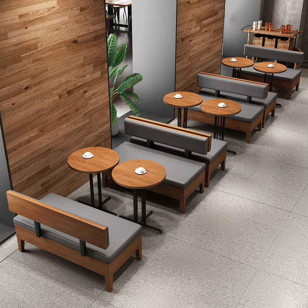 复古咖啡厅靠墙卡座沙发音乐吧酒吧清吧卡座西餐厅音乐吧桌椅组合