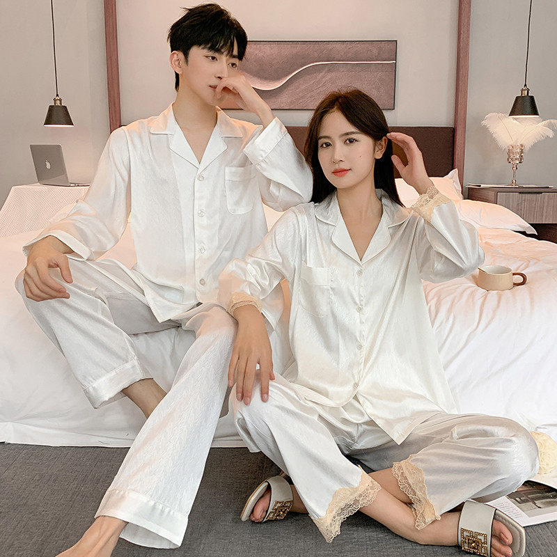 夏季情侣睡衣冰丝薄款女长袖长裤提花男士可外穿丝绸家居服高级感,女士内衣/男士内衣/家居服,睡衣/家居服套装,淘宝优惠券,粉丝福利购,淘宝优惠卷