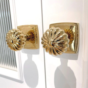 金色门锁轻奢法式奶油风室内卧室美式房门静音磁吸复古新款