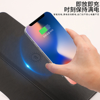 15W无线手机快充鼠标垫大号加长防水桌垫多功能办公无线充鼠标垫