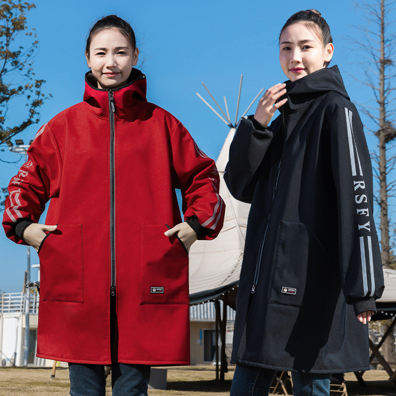 罩衣新款冬季加绒加厚印字工作服男厨房家用围裙防水防油耐脏女士