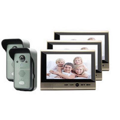 高清无线可视门铃 无线7寸可视门铃 无线可视对讲系统二拖三