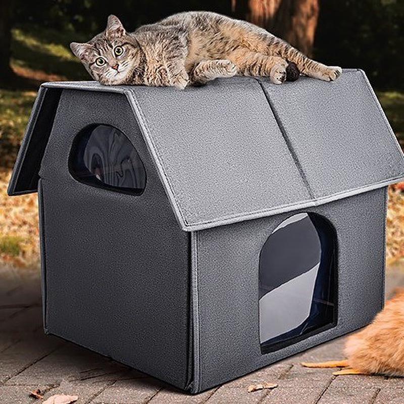 户外平顶猫窝大空间防水屋拆洗四季通用猫别墅便携空调折叠猫房子