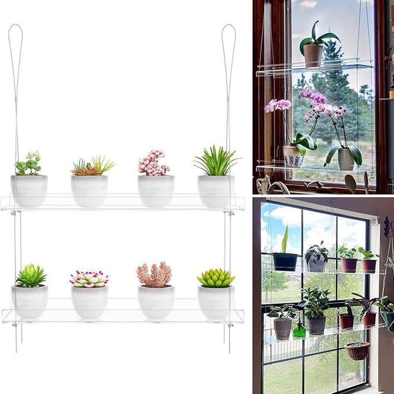 亚克力透明植物收纳高度可调悬挂室内壁挂植物支架花盆架展示支架