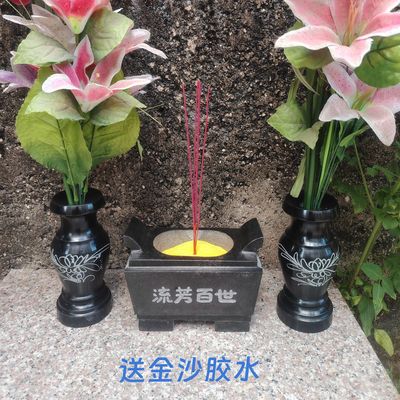 石雕香炉天然石头香炉寺庙祠堂户外供奉祭祀带耳香炉烛台花瓶摆件