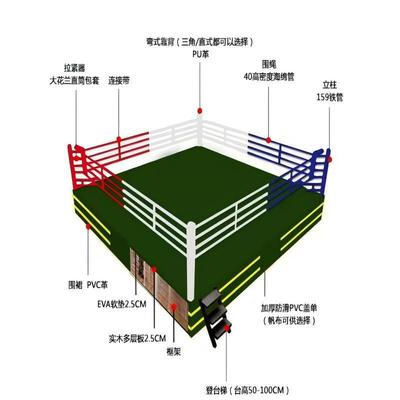 热销pu标准拳击比赛落地式拳击擂台武术散打自由搏击器材擂台训练