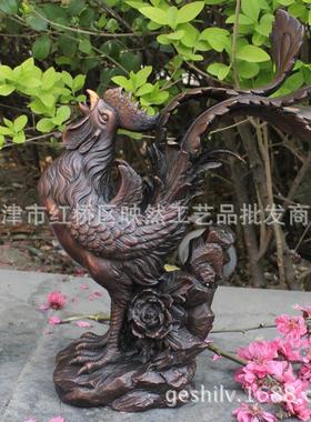 宇卓铜器工艺品摆件鸡黄铜鸡铜鸡踩花凤尾鸡纯铜
