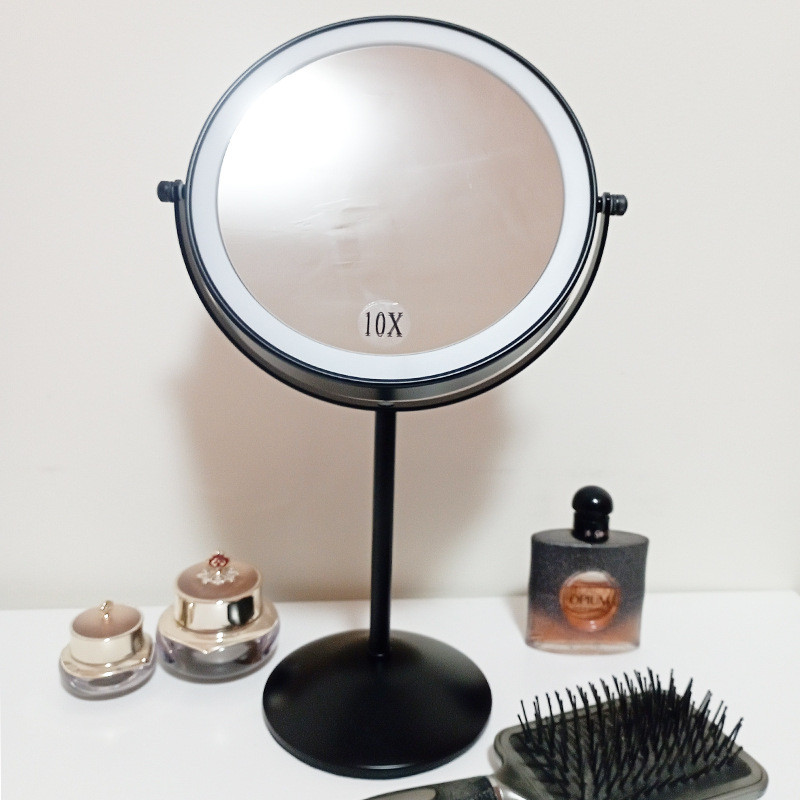led化妆镜双面3倍10倍放大镜8英寸led化妆礼品桌面宿舍带灯梳妆镜