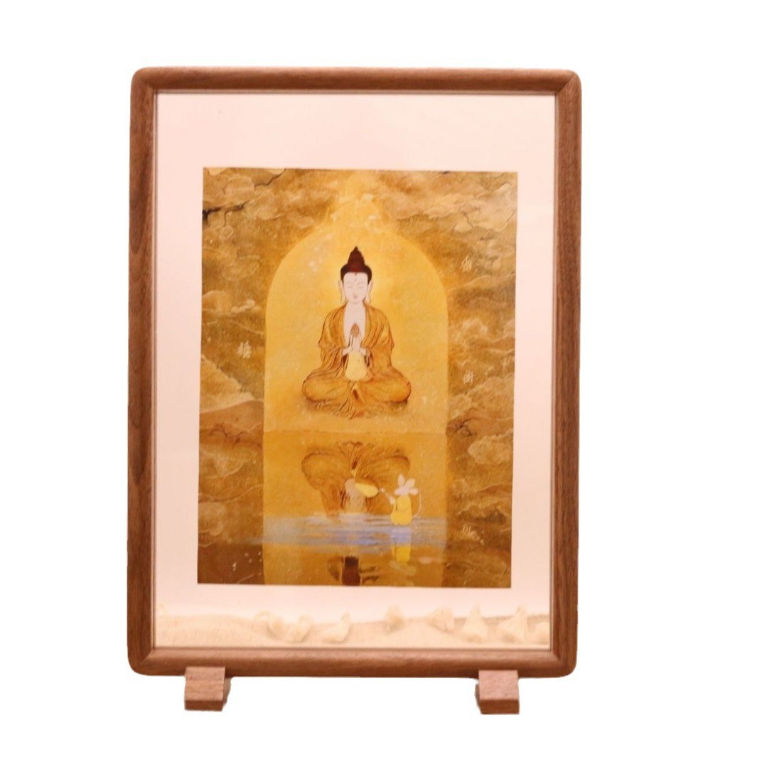 黑胡桃木实木榫卯相框寸摆台6寸8寸10装裱a4中式磁吸双面透明画框