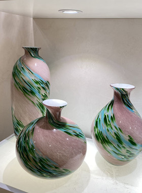 琉璃创意插花花瓶花器摆件现代家用美式玄关隔断柜水培花瓶