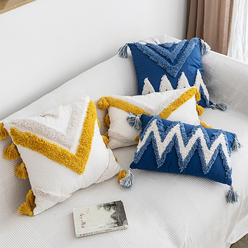 热销2jgb摩洛哥风可拆洗靠垫抱枕波西米亚手工簇绒床头客厅靠枕套