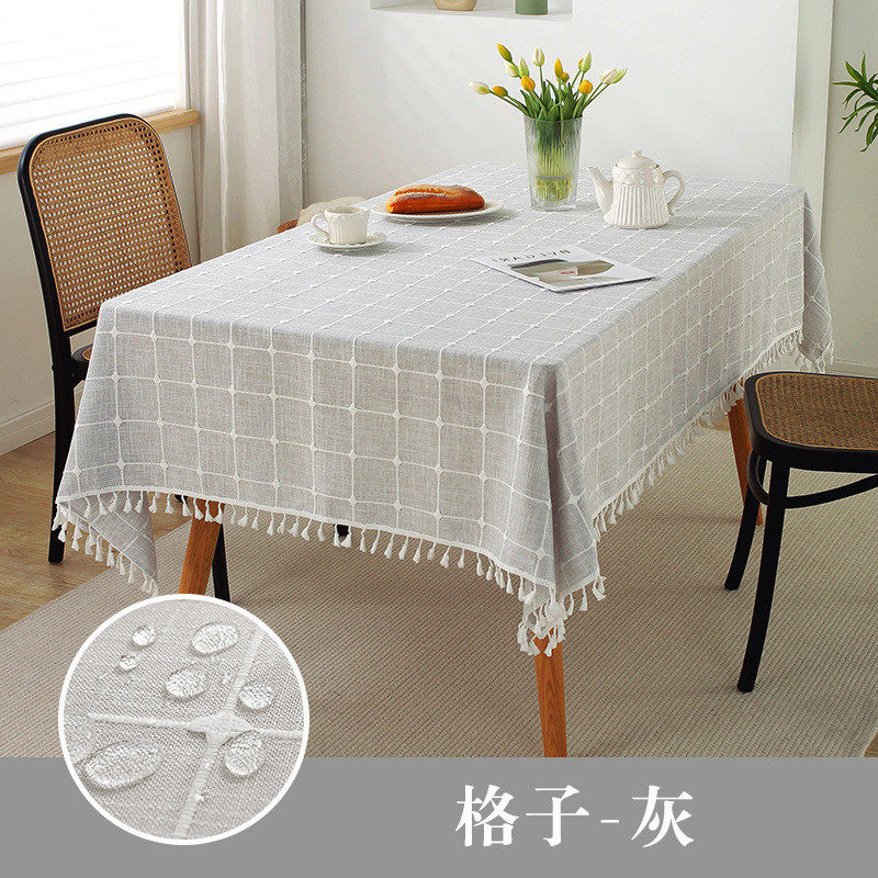 棉麻餐桌布免洗防水防油长方形茶几台布电视柜盖布学生书桌垫艺巾