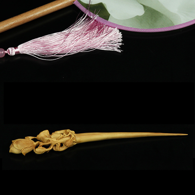 黄杨木雕刻工艺品复古头饰古风中国风盘发簪子发钗梳妆饰品