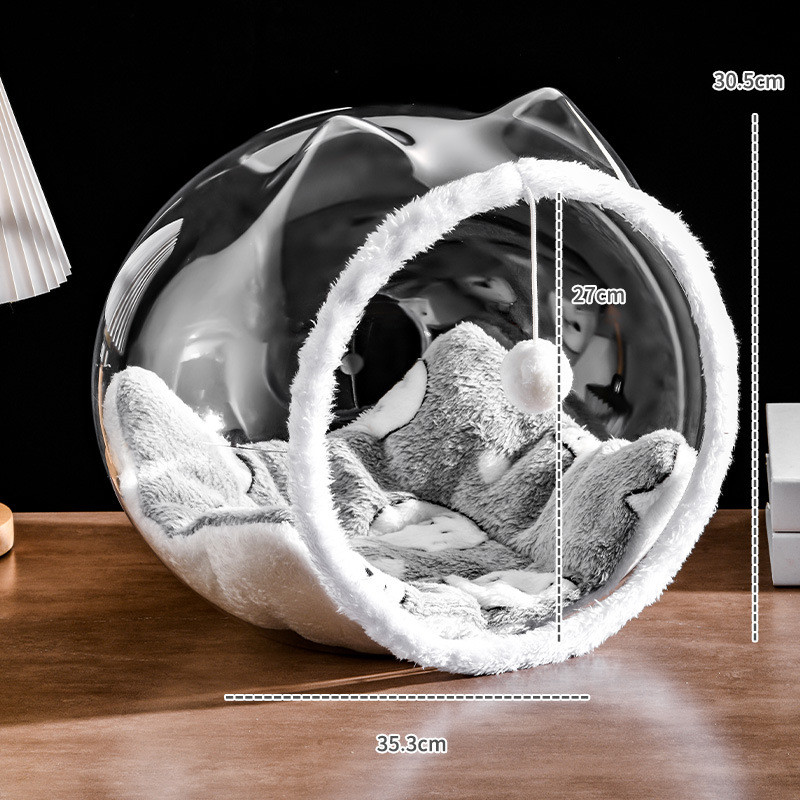 轻奢家用猫窝易打理宠物小体猫笼透气口透明型猫窝不粘毛太空舱窝