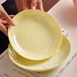 冰花瓷盘子创意凉菜盘餐盘家用陶瓷圆盘饭盘餐具早餐盘微波炉深盘