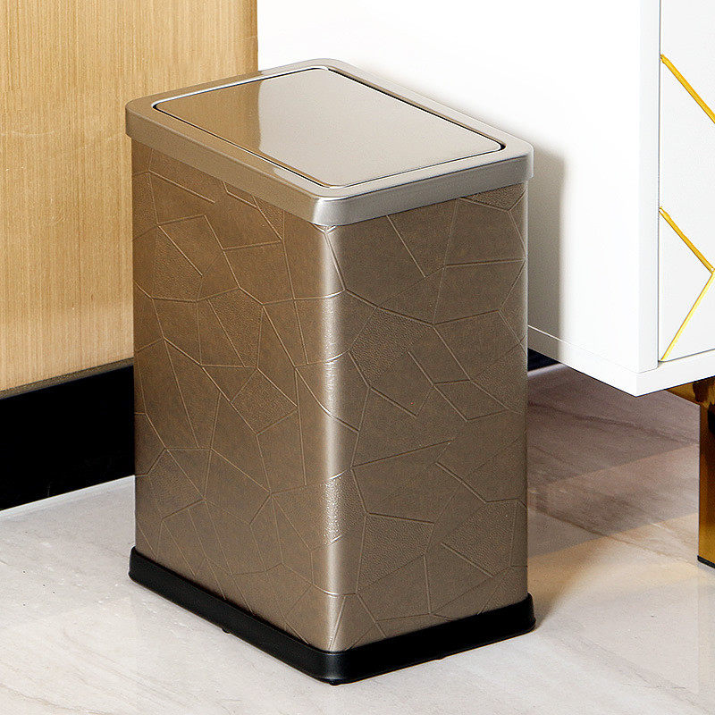 垃圾桶不锈钢带盖家用摇盖长方形窄缝卫生间大容量客厅办公室商用