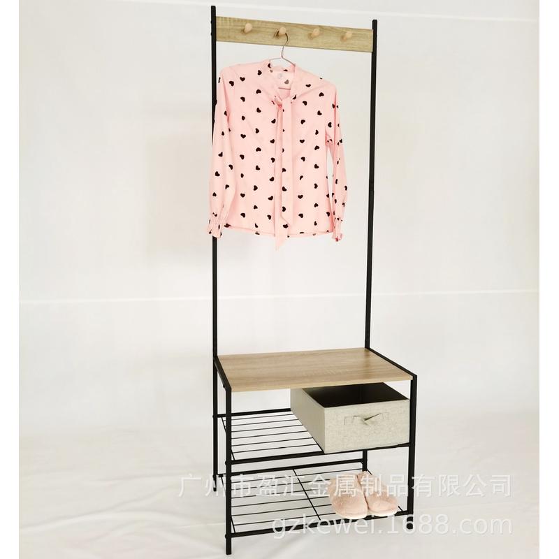 新款污单双杆多层挂衣架落地衣帽架韩式衣篮金属衣帽架脏衣篮