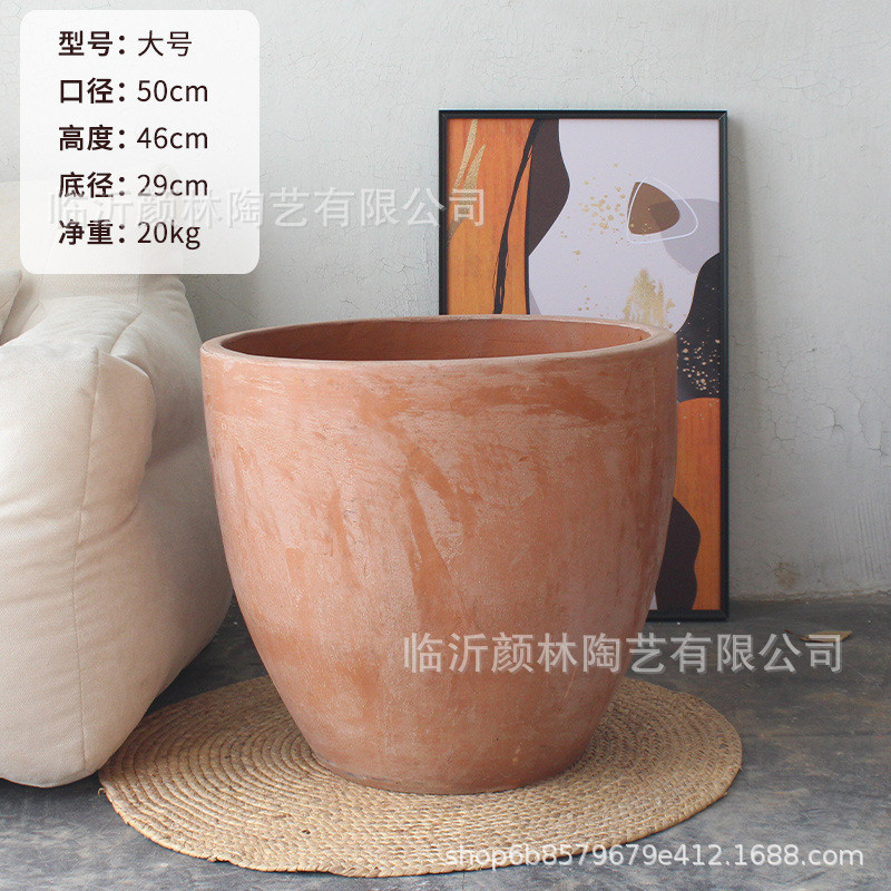 美式乡村陶盆外贸盆出口花盆罗马盆橘色栽树盆土陶缸盆粗陶土盆大