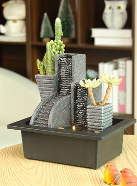 热卖迷你盆栽流水树脂创意桌面家居室内流水装饰摆件客厅玄关