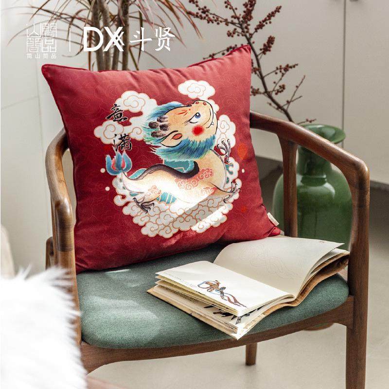 热销新款沙发套贺岁中国风中式喜庆吉祥大红色年画抱枕被靠垫靠枕