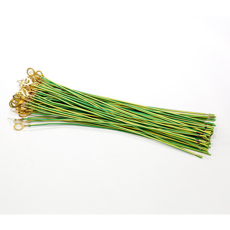 线材加工黄绿地线裸铜圆环端子电子线束电源厘耳线圆形端子接地线