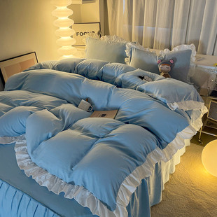 z655韩式公主风水洗床上用品四件套床单床裙被套春夏季磨毛学生宿