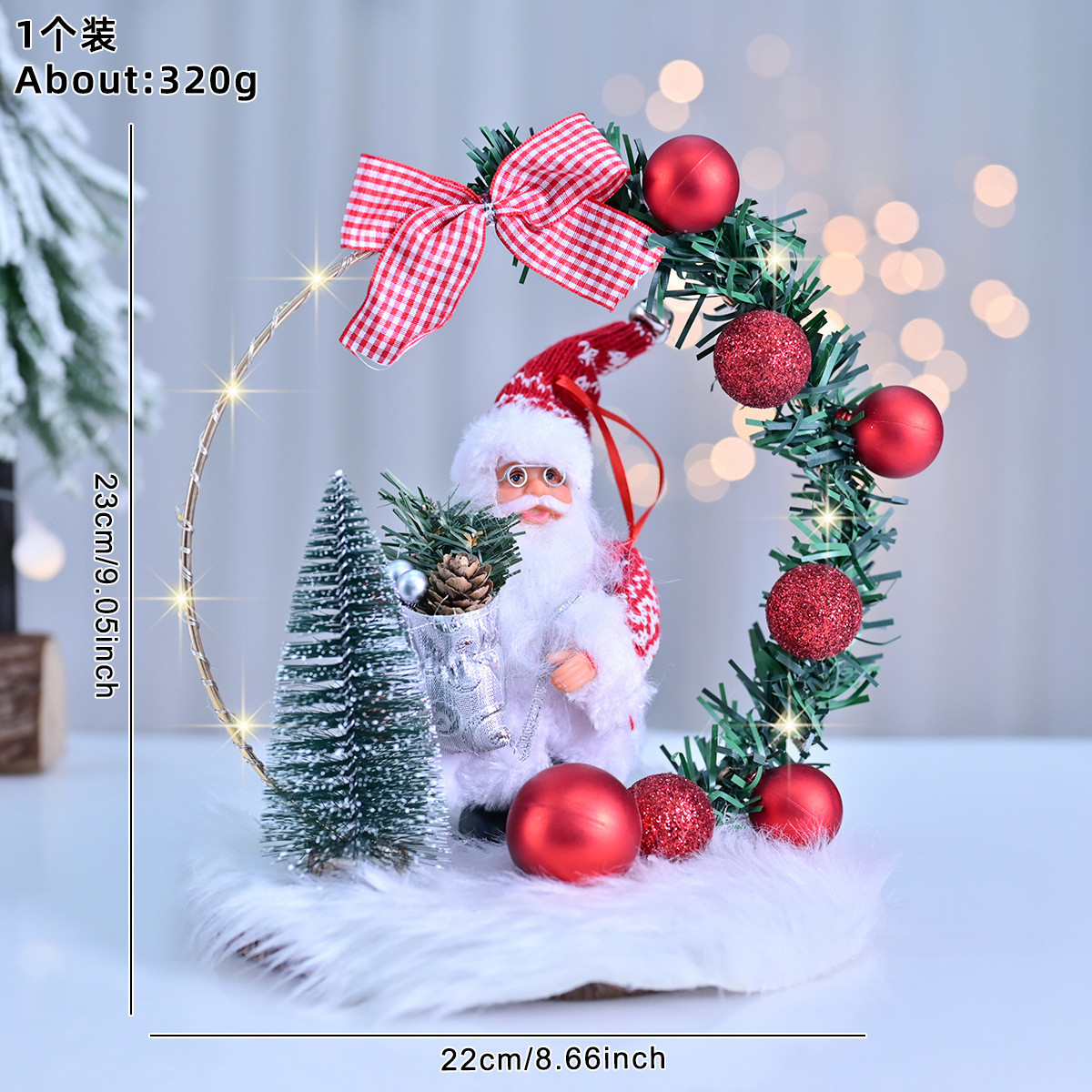 新品圣诞梦幻花环圣诞树挂圣诞老人电镀球场景布置门装饰品