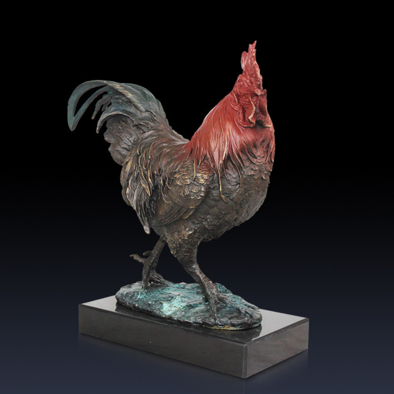 黄铜生肖鸡摆件铜十二生肖公鸡开业礼品办公室酒柜装饰店铺家居