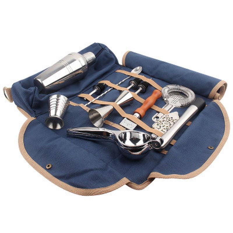 hot专业调酒师工具包调酒器工具套装酒具斜跨收纳器具包便携组合
