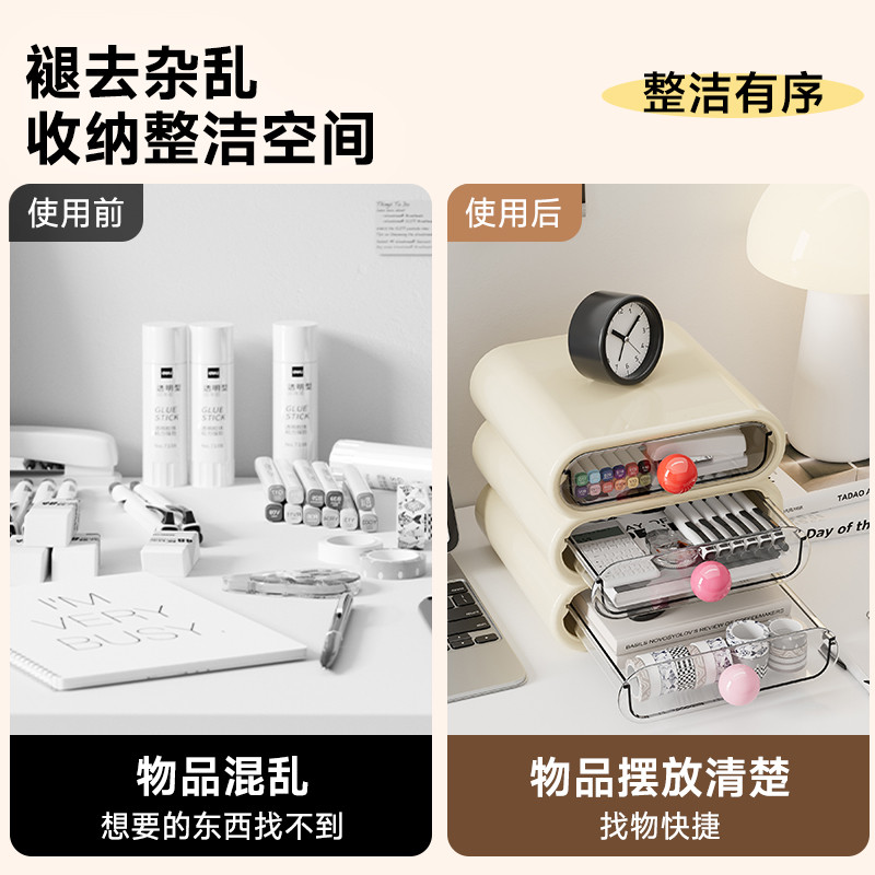 桌面收纳盒办公室文件杂物桌上储物盒抽屉式书桌文具整理盒储物箱