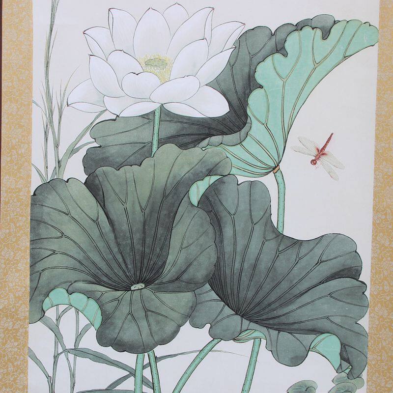 字画收藏中堂画国画客厅装裱装饰画已山水绿荷花