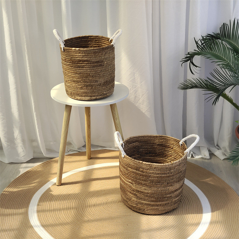 北欧特大草编花盆特大号特大盆栽室内花篮植物篮编织落地绿植盆景