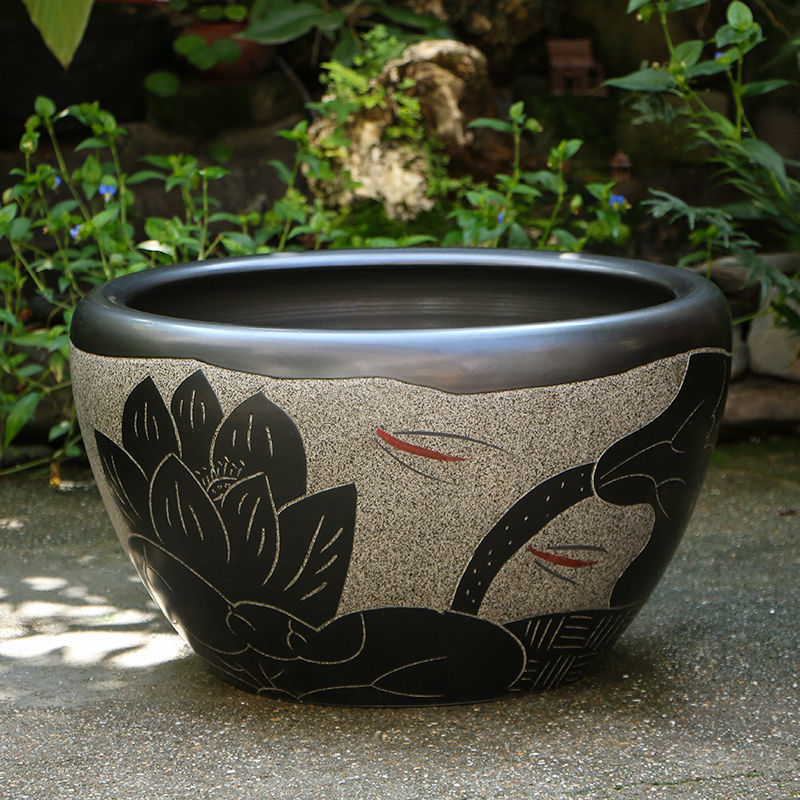 古法鱼缸景德镇陶瓷缸金鱼盆睡莲碗莲乌龟大缸庭院深缸水缸荷花盆