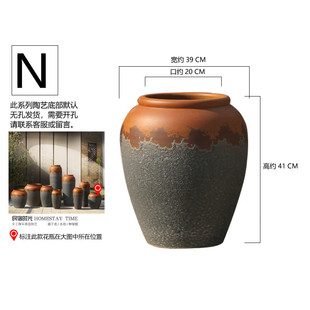复古简约现代景德镇土陶罐摆件插花客厅粗陶盆陶瓷干花落地大花瓶