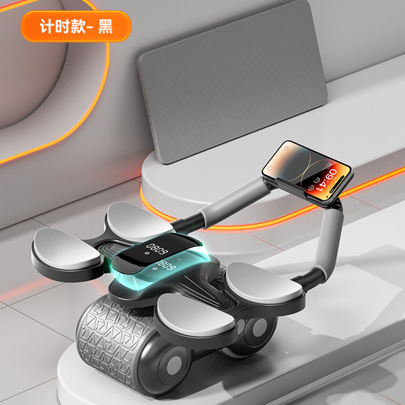 健腹轮自动回弹练腹肌肘撑滚轮收腹卷男家运动腹用健身器材女