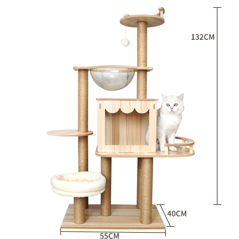 猫爬架通天柱猫窝猫树一体耐抓耐磨太空舱实木剑麻不占地猫咪用品