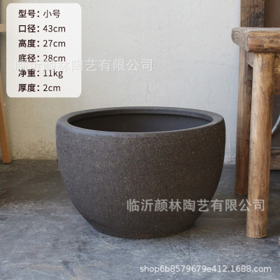 大口盆缸陶缸盆土陶缸养鱼盆睡莲盆缸花盆大口径大码花盆荷北欧风