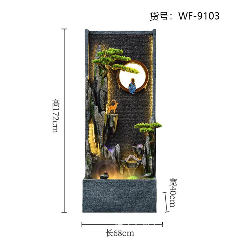 假山石鱼缸招财流水摆件阳台庭院落地办公室循环水隔断水幕墙屏风