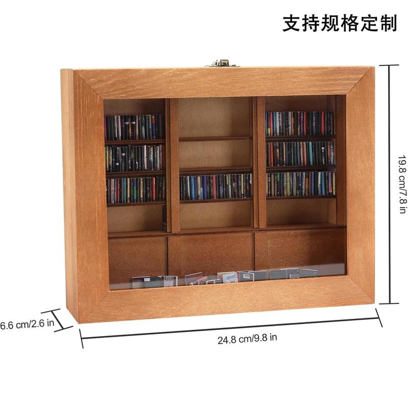 木质迷你书架方形分格摇摇微型书收纳盒创意抗焦虑解压小摆件