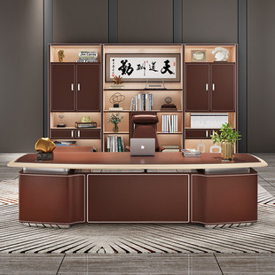 高端大气老板桌简约现代时尚大班台办公桌椅组合轻奢总裁桌办公室