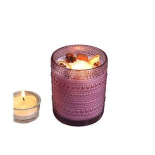 紫色香薰蜡烛带竹盖适合家用提供卧室氛围静谧蜡烛手工感